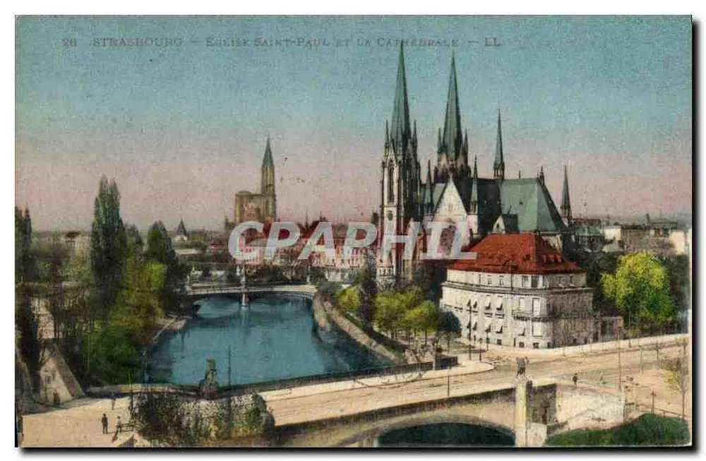 Strasbourg — Kirche Saint-Paul und die Kathedrale — LL - Vorderseite