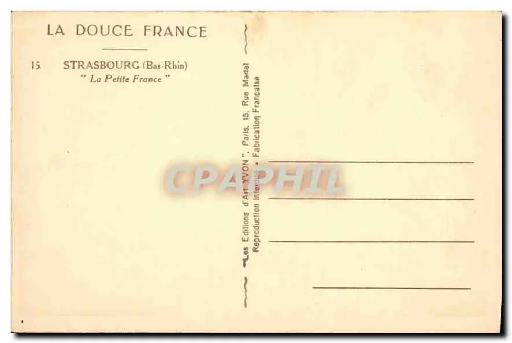 Straßburg — La Petite France — Editions d'Art YVON - Rückseite