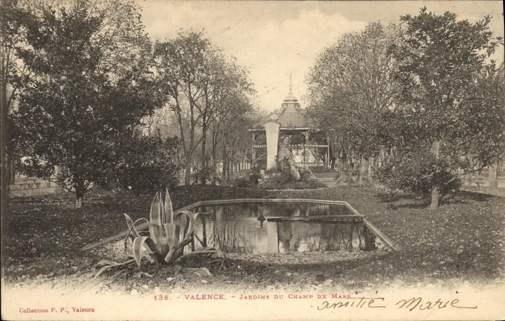 Valence - Jardins do Champ de Mars — Coleção P. P., Valence, n° 138 - Frente