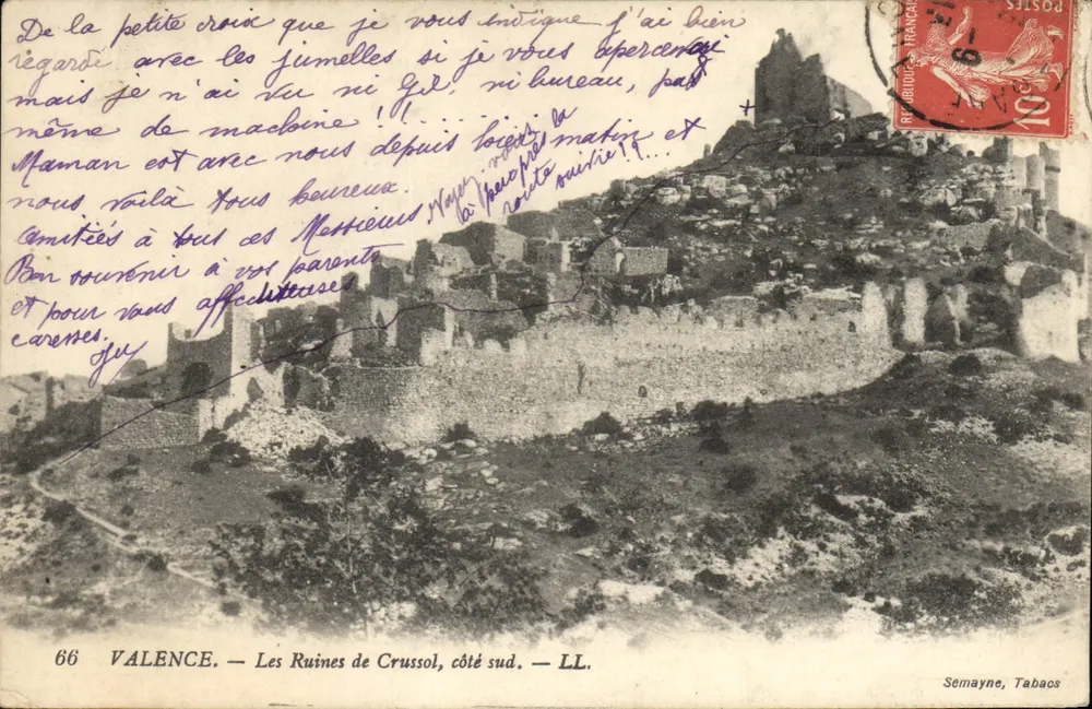 Valence — Le Ruine di Crussol, lato sud — Semayne, Tabacos - Recto