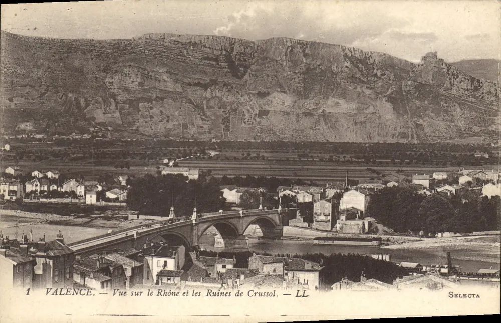 Valence — Ansicht des Rhônes und Ruinen von Crussol — Selecta - Vorderseite