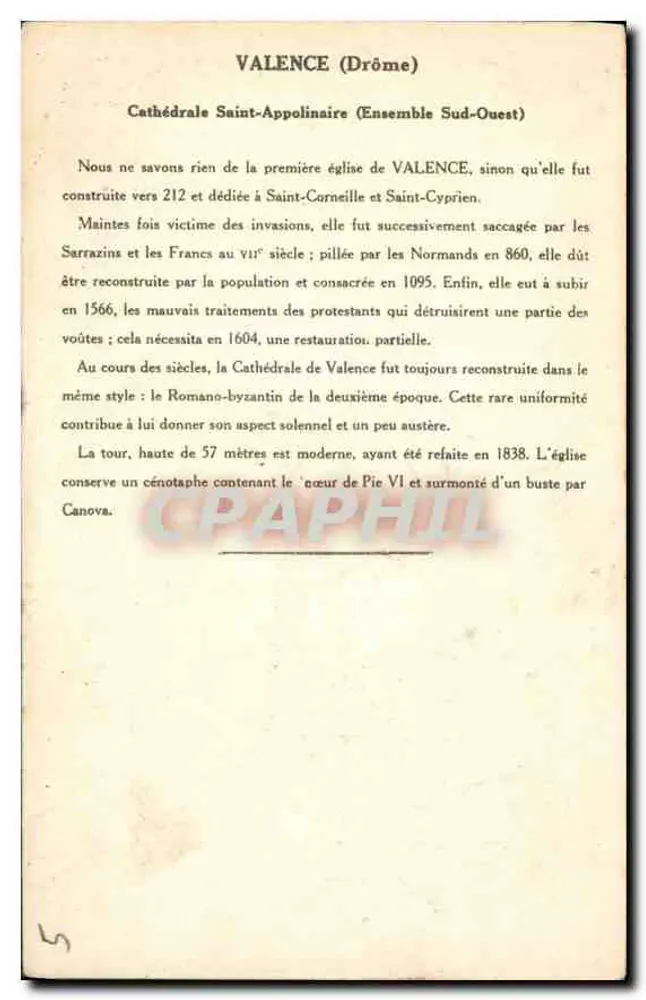 Valence (Drôme) — Kathedrale Saint-Appolinaire (Südost-Ensemble) — 4. Serie, Sammlung der Solution Paulauaubege - Rückseite