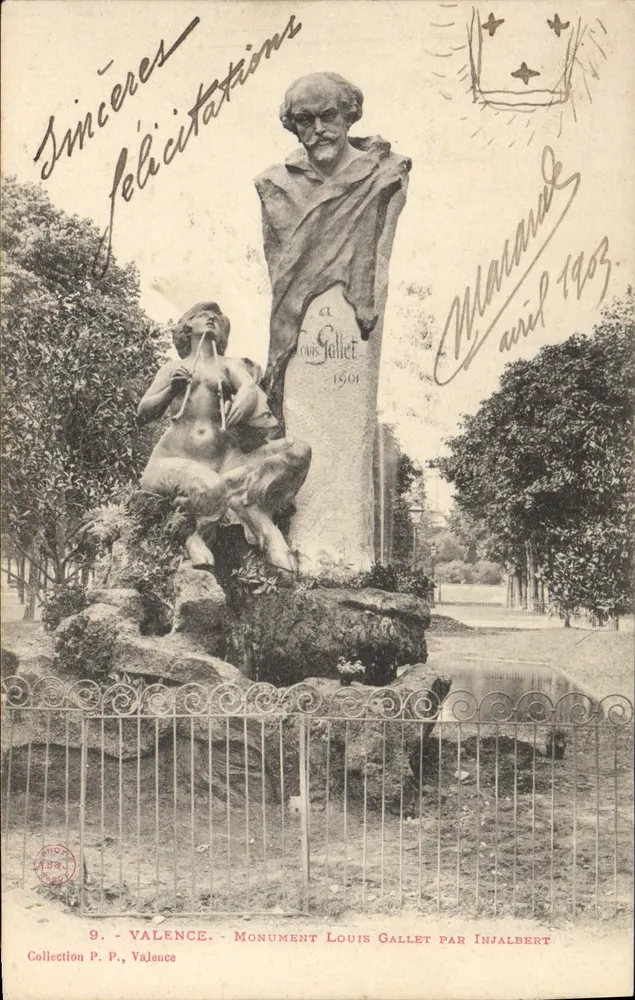 Valência - Monumento Louis Gallet por Injalbert — Coleção P. P., Valência - Frente