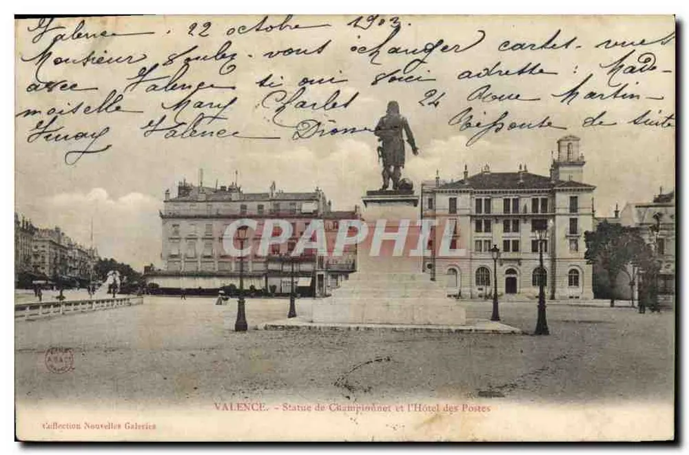Valencia - Estatua de Champollion y el Hotel de Correos — Colección Nouvelles Galeries - Anverso