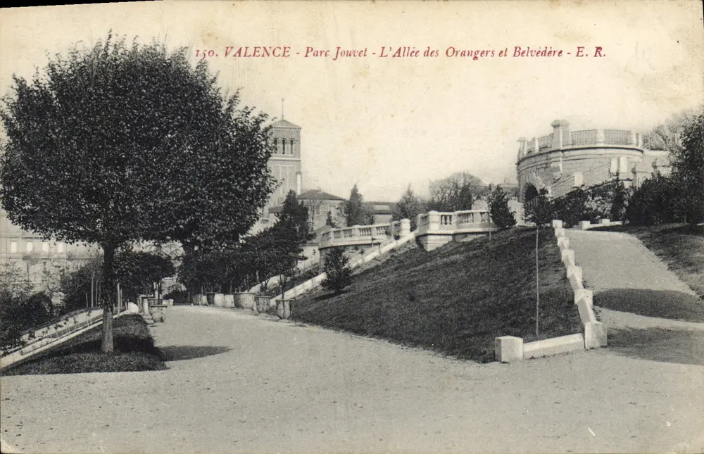 Valence - Park Jouvet - Die Allee der Orangenbäume und der Belvedere - E. R. - Vorderseite