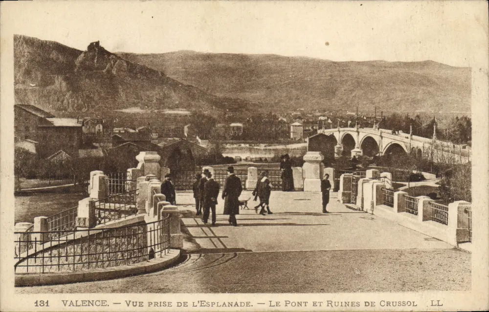 Valence — Blick vom Esplanade — Brücke und Ruinen von Crussol — LL, Nr. 131 - Vorderseite