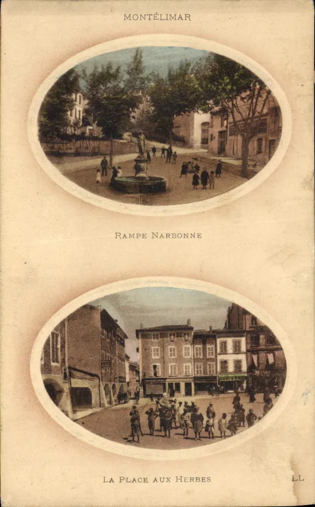 Montélimar — Der Herbs-Platz und die Narbonne-Treppe — LL - Vorderseite