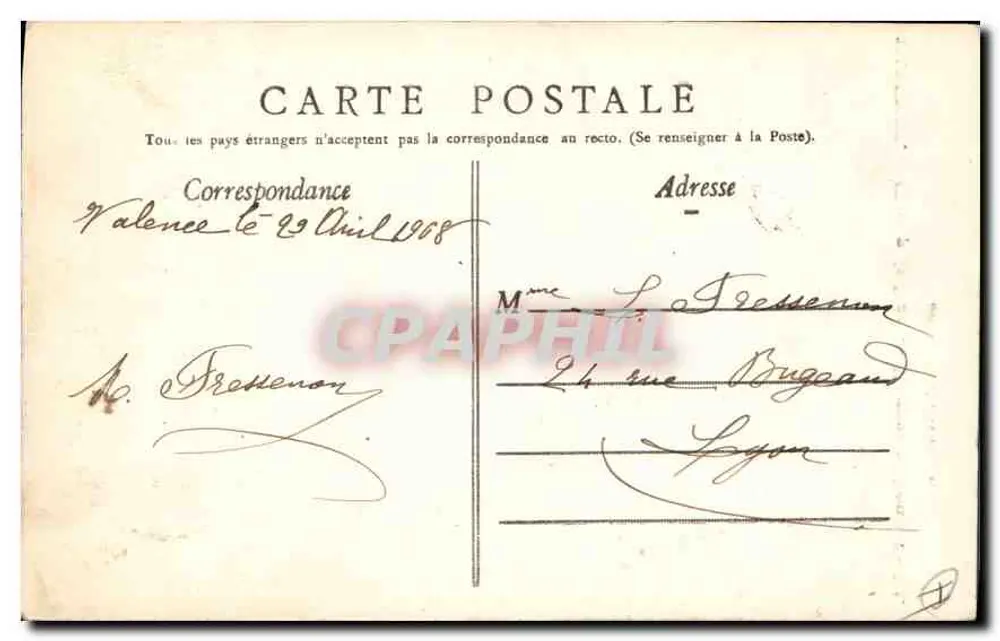 Valência — Campo de Marte — Monumento a Louis Gallet — Edição Paris-Valência - Verso