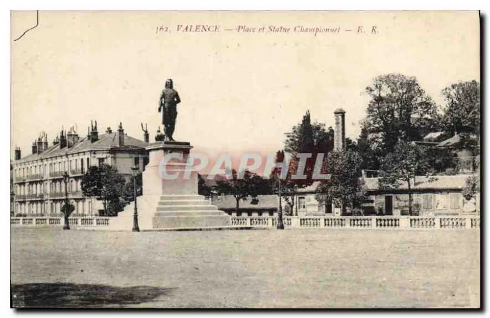Valence — Praça e Estátua de Championnet — E. R. - Frente