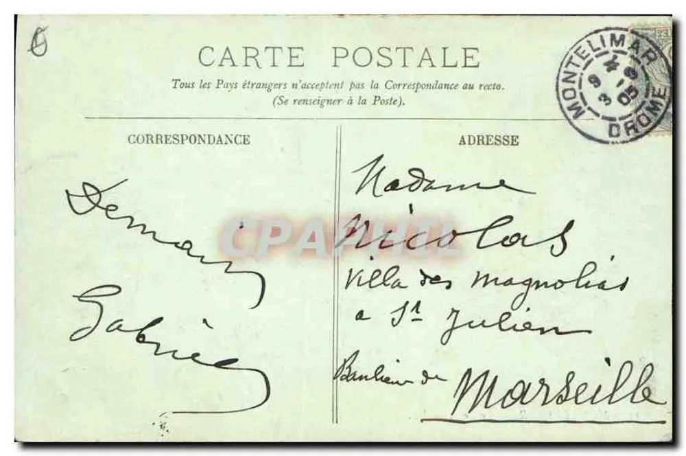 Montélimar — O Parque — LL. — Editor LL. n°15 - Verso