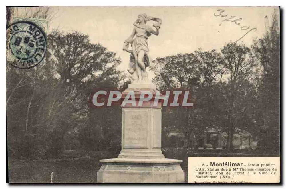 Montélimar - Öffentlicher Garten : Statue der Luft, Geschenk von Herrn Thomas an die Stadt Montélimar (1899) - Vorderseite