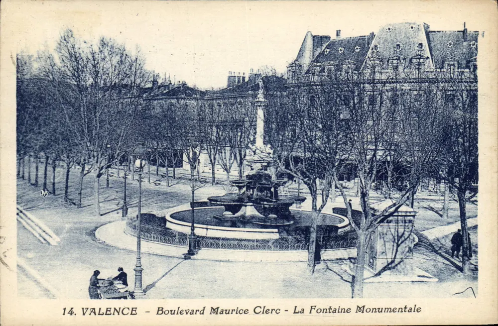 Valence - Boulevard Maurice Clerc - Die monumentale Fontäne — unbekannter Verlag, n° 14 - Vorderseite