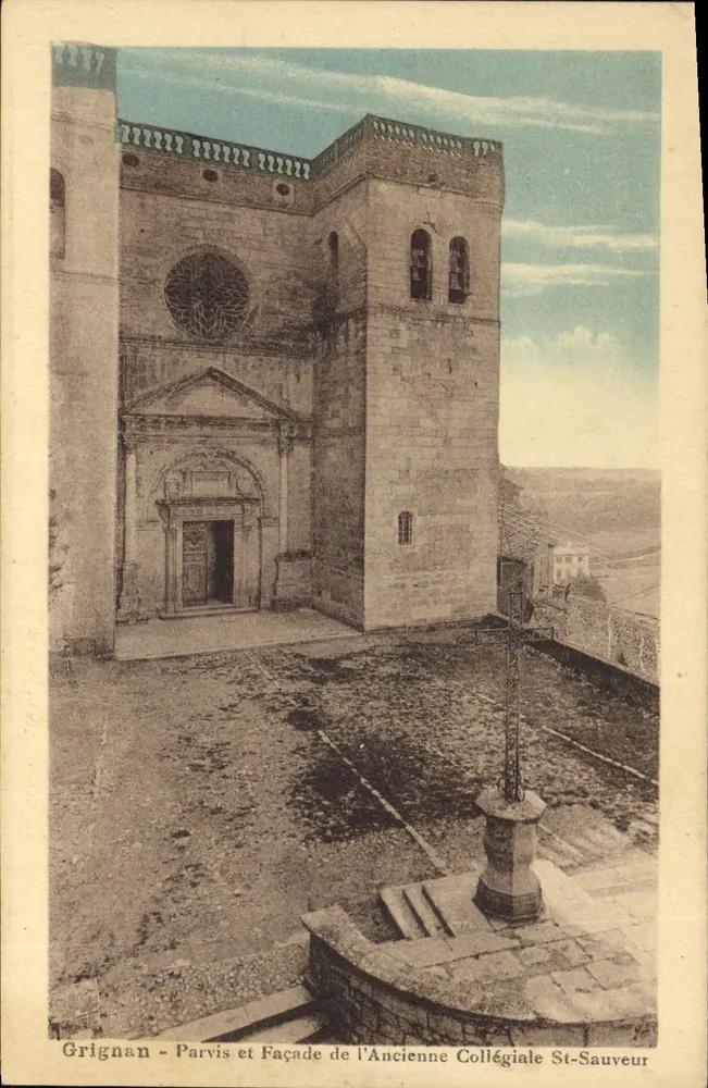 Grignan - Parvis und Fassade der alten Collegiatekirche St-Sauveur — Édit. F. Azard, Sévigné - Vorderseite