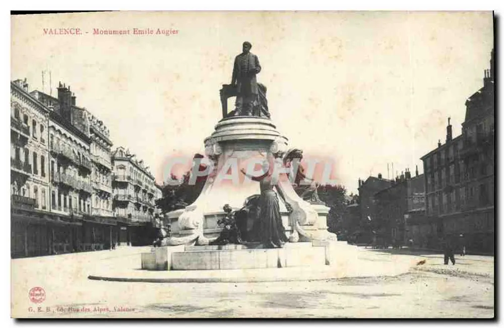 Valence — Pomnik Émile Augier — G. E. B., Rue des Alpes, Valence - Awers