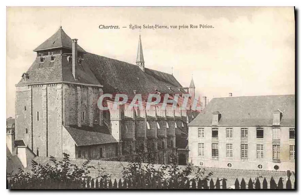 Chartres — Kirche Saint-Pierre, Blick aus der Rue Pétion. - Vorderseite