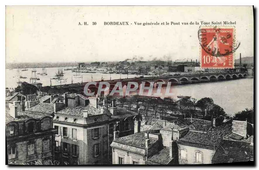 Bordeaux - Allgemeiner Blick und der Brücke von der Tour Saint Michel — A.H. 30 - Vorderseite