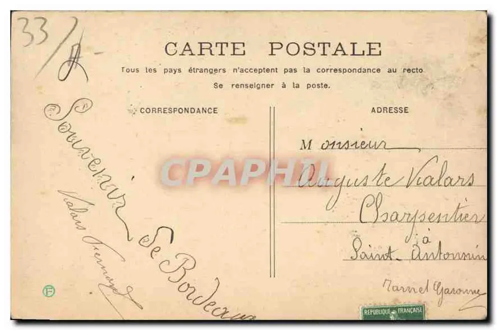 Bordeaux — Gare du Midi — éditeur imprimeur non visible, n° de série 12 - Verso
