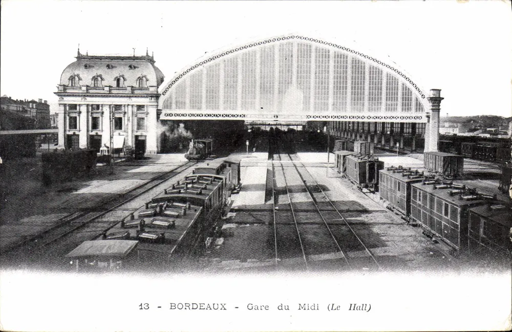Bordeaux - Estação do Meio-Dia (O Salão) — vista do salão e das vias — editor não identificado, n° de série 13 - Frente