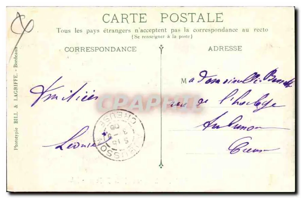 Bordeaux — La Estación del Mediodía (St-Jean) — B.L. n°42 - Reverso