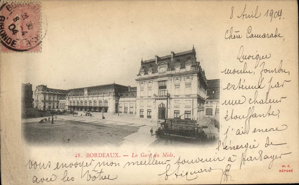 Bordeaux — A Estação do Meio-Dia — editor W. F. Déposé - Frente