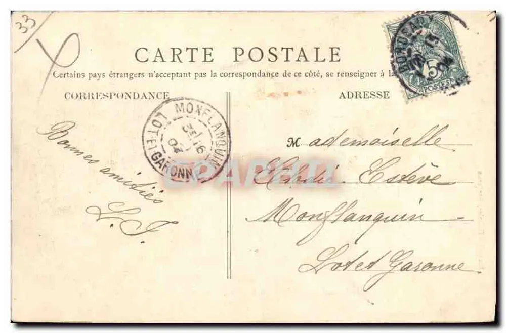 Bordeaux — Place de la Bourse und Fontaine des Trois Grâces — Nouvelles Galeries, n°26 - Rückseite