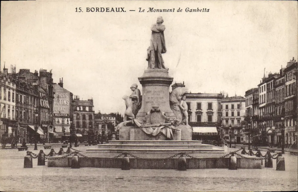 Bordeaux — O Monumento de Gambetta — Imp. Phototype C. Jaingette — Sarnole - Frente