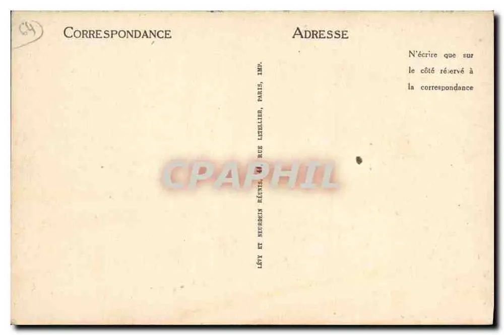 Hendaye LL — Vista para Fontarabie — Impressora Lévy et Seubrois, Paris - Verso