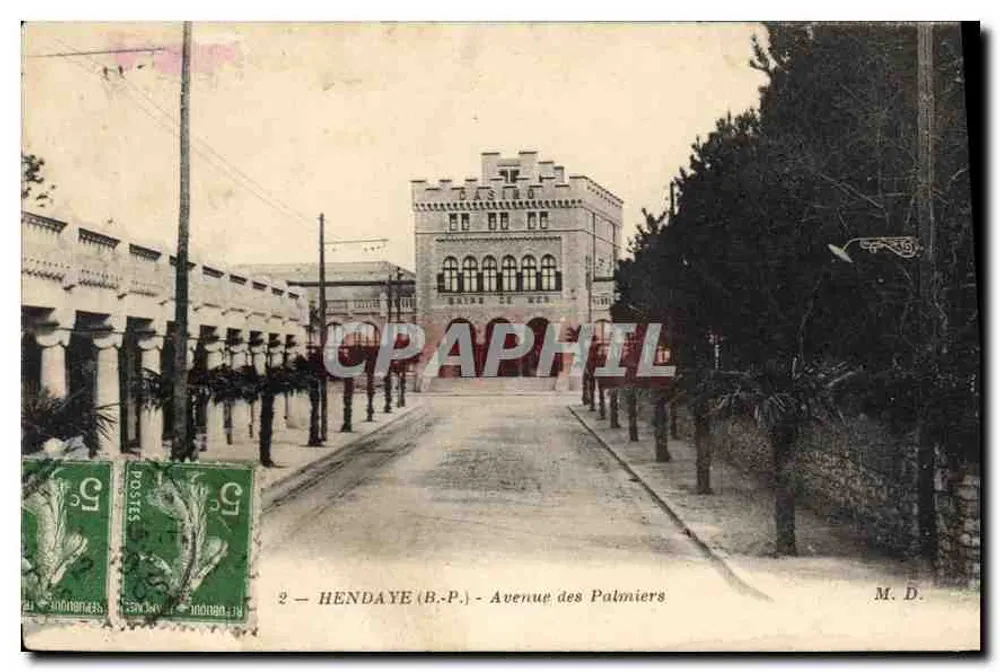 Hendaye (B.P.) - Avenida dos Palmeiros — Bains de Mer — M. D. - Frente