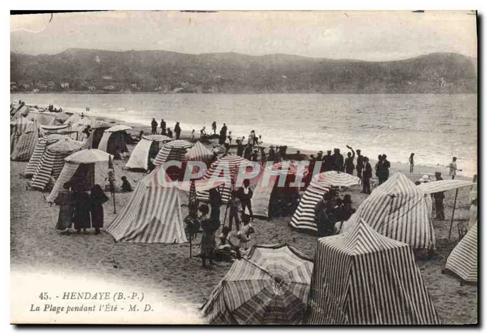 Hendaye (B.P.) — De Strand tijdens de Zomer — M. D. — n°45 - Voorkant