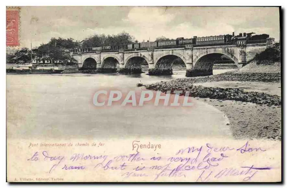 Ponte internacional de ferrovia — Hendaye — A. Villatte, editor, Tarbes - Frente