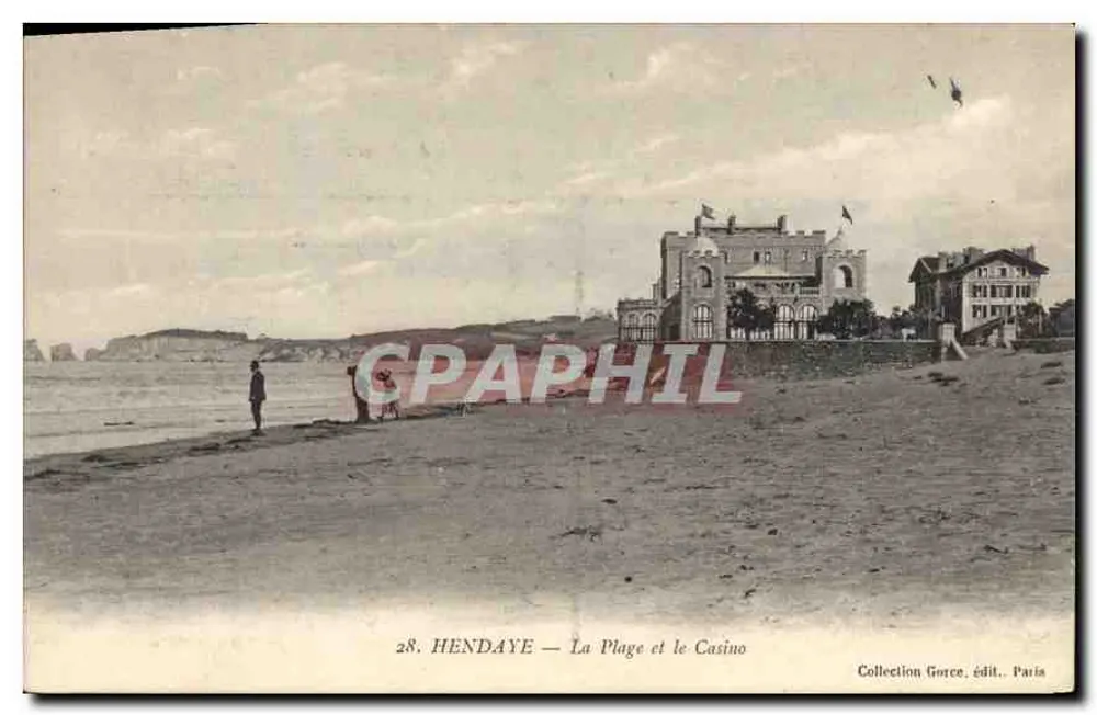 Hendaye — A Praia e o Cassino — Coleção Gorce, editor Paris - Frente