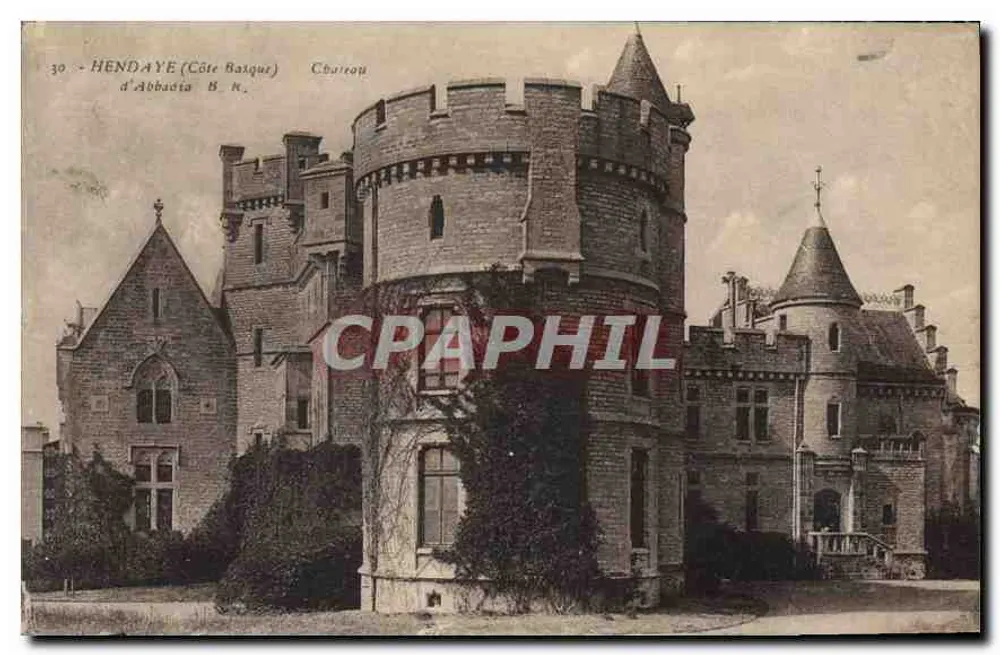 Hendaye (Costa Basca) — Castelo de Abbadia — Bloc frères, editores de Bordeaux, n°30 - Frente