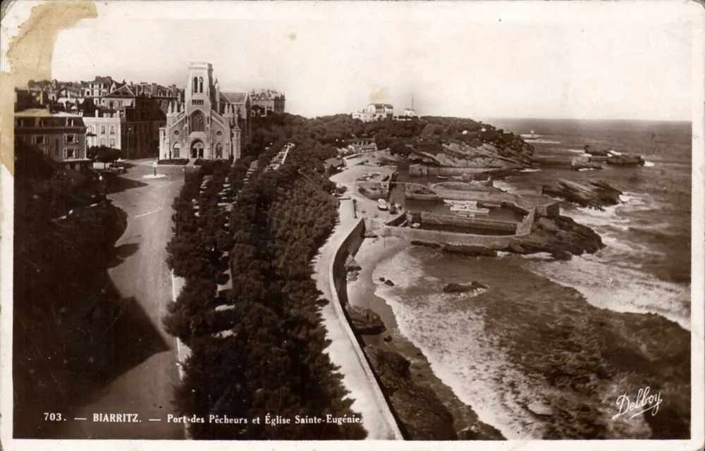 Biarritz — Hafen der Fischer und Kirche Saint-Eugénie — Delbboy, Nr. 703 - Vorderseite