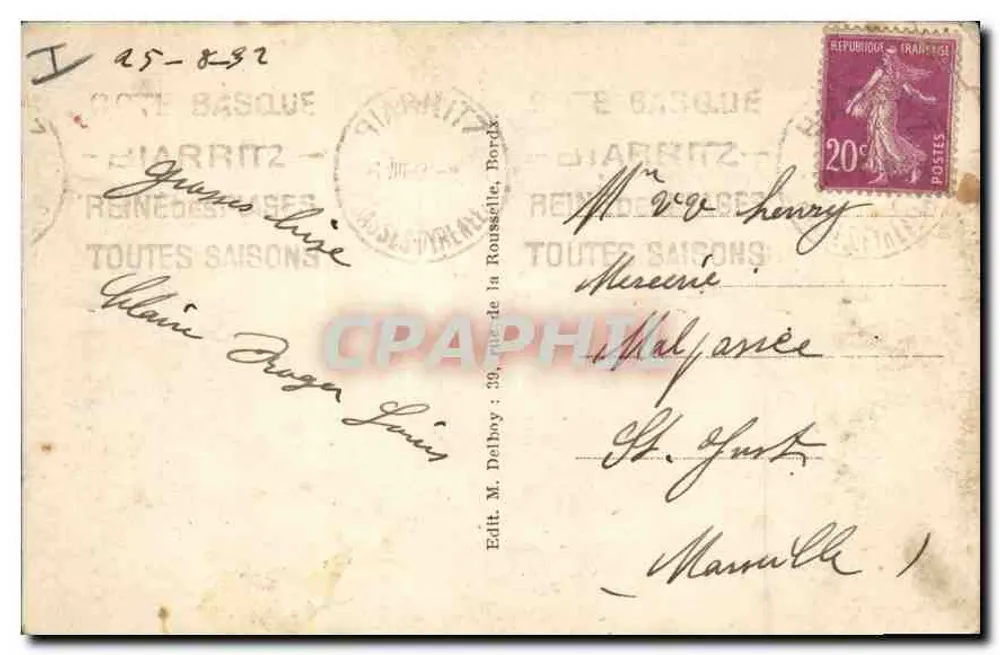 Biarritz — Hafen der Fischer und Kirche Saint-Eugénie — Delbboy, Nr. 703 - Rückseite