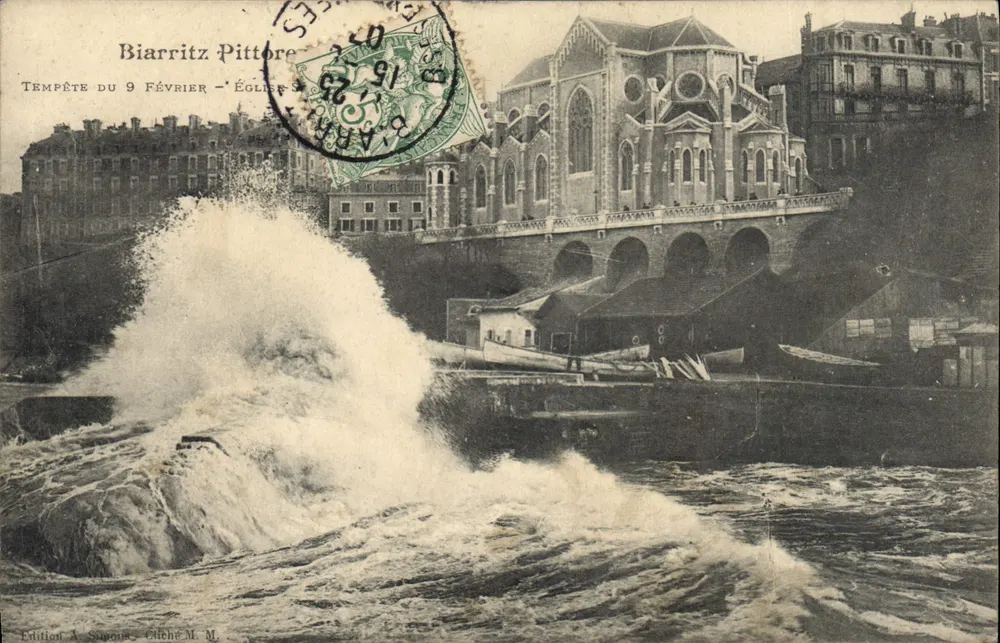 Biarritz - Tempestade do 9 de fevereiro - Igreja de Santa Maria - Frente
