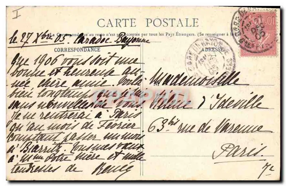 Begegnung zweier Wellen an der Côte des Basques — Pittoreskes Biarritz — Nr. 36 - Rückseite