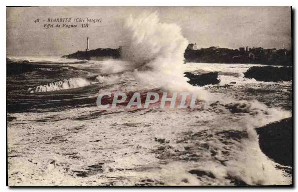 Biarritz (Côte basque) — Efeito de Ondas — Bloe frères, editores, Bordeaux - Frente
