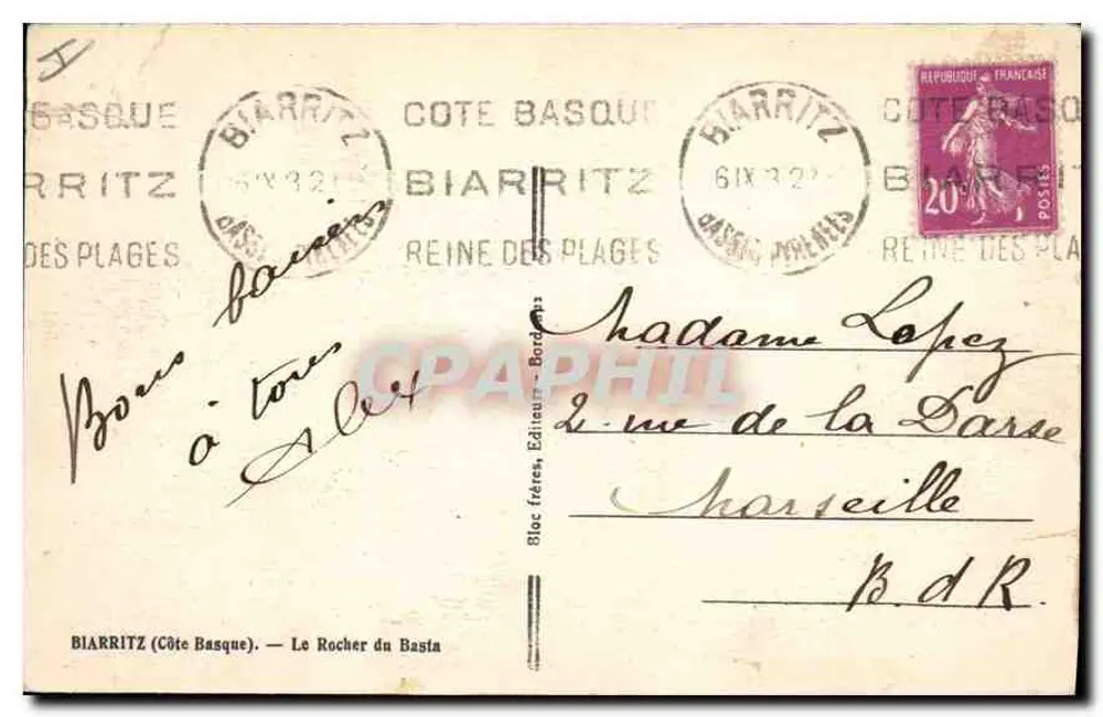 O Rocher du Basta — Biarritz (Côte Basque) — Editor Tito - Verso