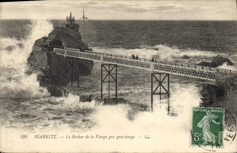Biarritz — Der Felsen der Jungfrau bei stürmischem Wetter — LL. n°290 - Vorderseite