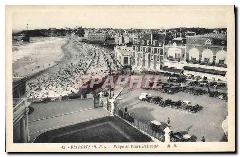 Biarritz (B.-P.) — Praia e Praça Bellevue — M. D. - Frente