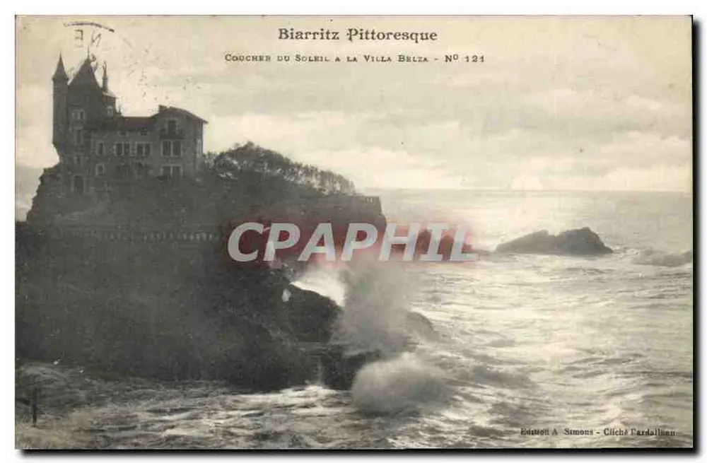 Biarritz Pittoresk — Sonnenuntergang an der Villa Briza — Edition A. Simons, Nr. 124 - Vorderseite