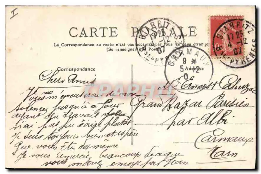 Biarritz - Das Casino (Ansicht vom Strand) — L. Bosq, Verlag Bordeaux - Rückseite