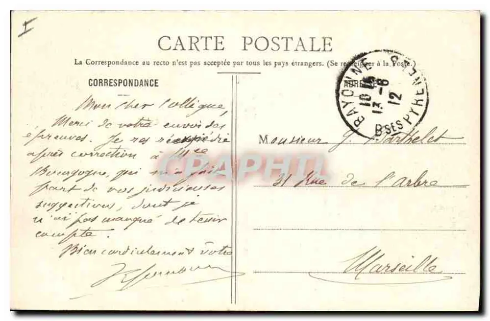 Biarritz - Costa dos Bascos e Pirineus - N° 138 - J. Pagueaud - Verso