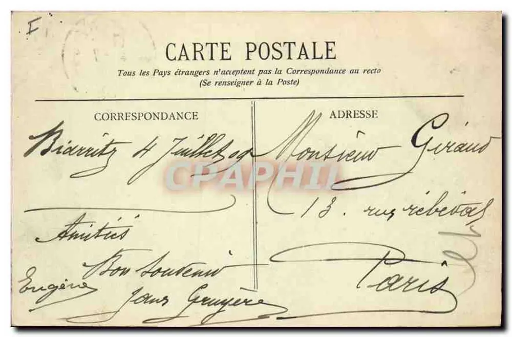 Biarritz - Hotel du Palais — Collection Gorce, phot-édit, Talence (Gironde) - Rückseite