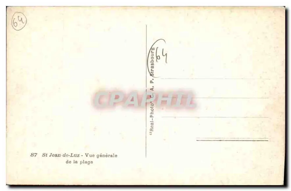 St Jean-de-Luz — Allgemeiner Blick auf den Strand — Real-Photo C. A. P. Strasbourg - Rückseite