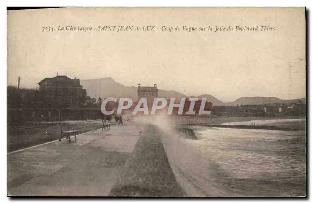 Saint-Jean-de-Luz — Welle am Kai des Boulevard Thiers — Verlag Bromolyphé Gautreau, n° 3154 - Vorderseite
