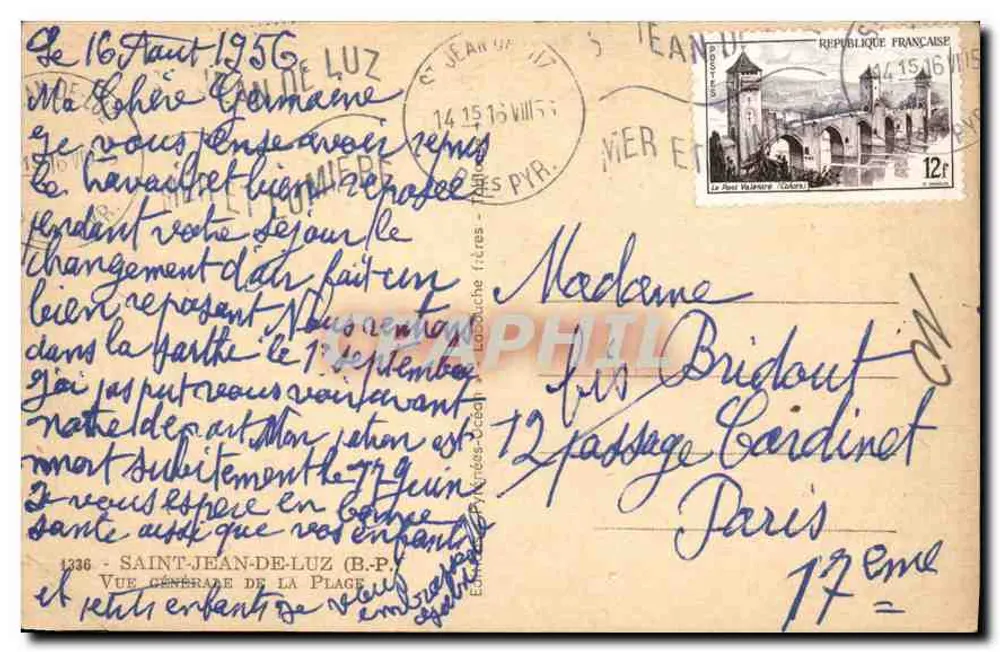 Saint-Jean-de-Luz — Allgemeiner Blick auf den Strand — Verlag C.E.L.F. Nr. 17 - Rückseite