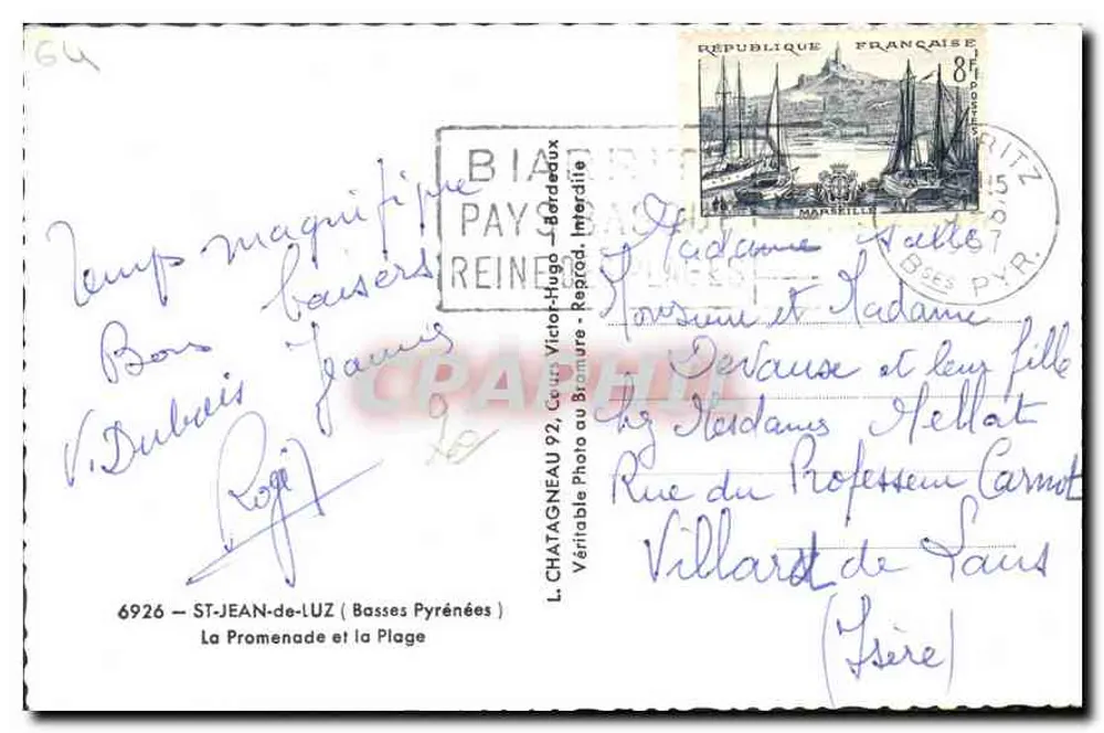St-Jean-de-Luz — Die Promenade und der Strand — L. CHATAGNEAU, Verlag - Rückseite