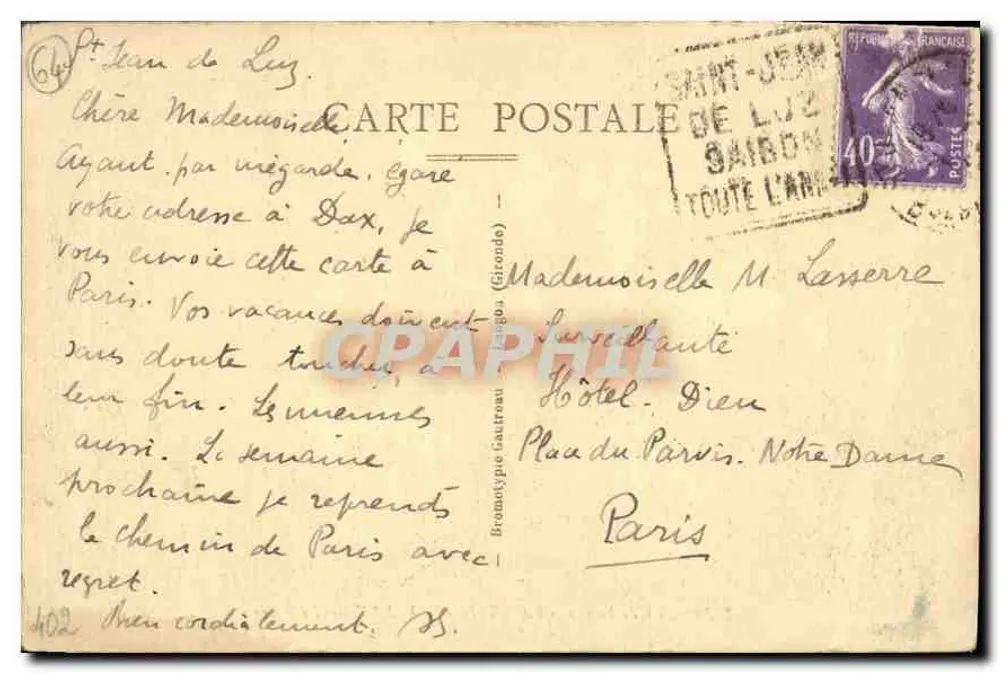 Saint-Jean-de-Luz — A Praia — 3030 - Verso