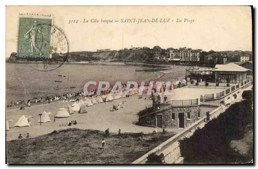 Saint-Jean-de-Luz — A Praia — A Costa Basca — editor Gauteau (Gironde), n° 3114 - Frente